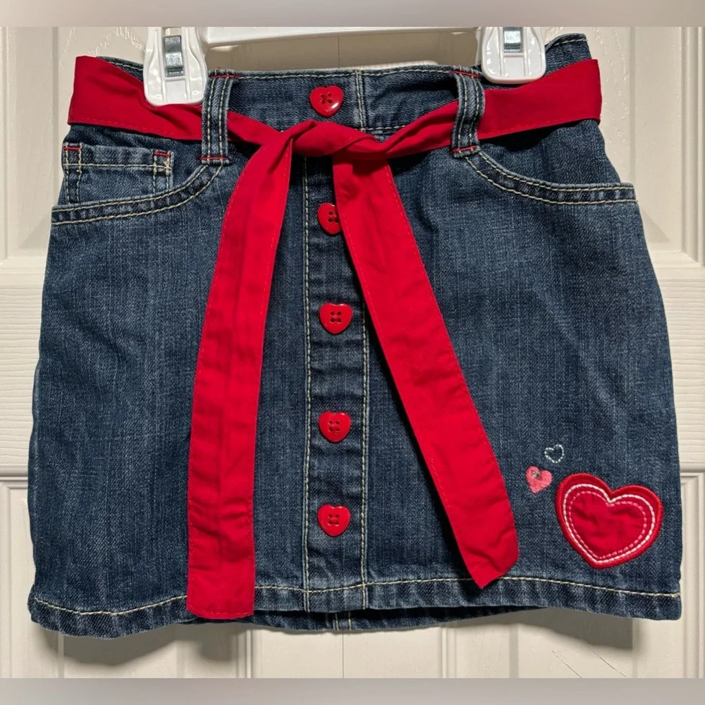 Gymboree Girls Heart Belted Jean Skort